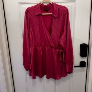 LIKE NEW Torrid Hot Pink Wrap Blouse